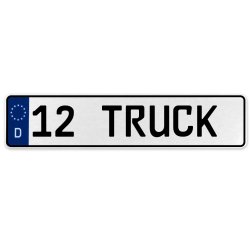 12 TRUCK  - White Aluminum Street Sign Mancave Euro Plate Name Door Sign Wall - Part Number: VPAX3749