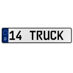 14 TRUCK  - White Aluminum Street Sign Mancave Euro Plate Name Door Sign Wall - Part Number: VPAX374B