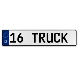 16 TRUCK  - White Aluminum Street Sign Mancave Euro Plate Name Door Sign Wall - Part Number: VPAX374D