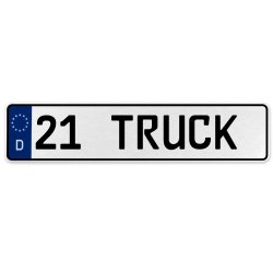 21 TRUCK  - White Aluminum Street Sign Mancave Euro Plate Name Door Sign Wall - Part Number: VPAX3752