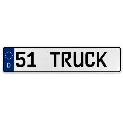 51 TRUCK  - White Aluminum Street Sign Mancave Euro Plate Name Door Sign Wall - Part Number: VPAX3770