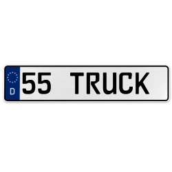 55 TRUCK  - White Aluminum Street Sign Mancave Euro Plate Name Door Sign Wall - Part Number: VPAX3774
