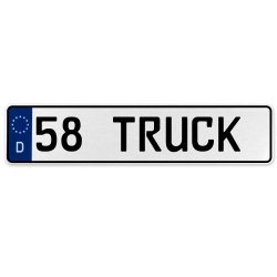 58 TRUCK  - White Aluminum Street Sign Mancave Euro Plate Name Door Sign Wall - Part Number: VPAX3777