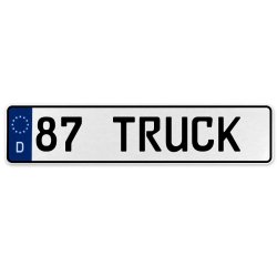 87 TRUCK  - White Aluminum Street Sign Mancave Euro Plate Name Door Sign Wall - Part Number: VPAX3794
