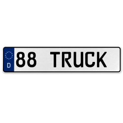 88 TRUCK  - White Aluminum Street Sign Mancave Euro Plate Name Door Sign Wall - Part Number: VPAX3795