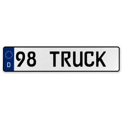 98 TRUCK  - White Aluminum Street Sign Mancave Euro Plate Name Door Sign Wall - Part Number: VPAX379F