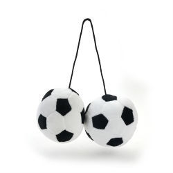 Fuzzy Hanging Rearview Mirror Soccer Balls - Pair - Part Number: VPAFB003