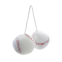 Fuzzy Hanging Rearview Mirror Baseballs - Pair - Part Number: VPAFB005