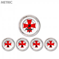 5 Ga. Set Metric Iron Cross White Rd Cross, Black Mod Needles, Chrome Rings - Part Number: GAR181ZMXQABCC