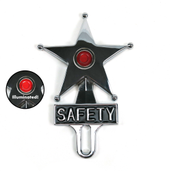 Hot Rod Jewel Safety Star Chromed License Plate Topper Red LED Illumination - Part Number: VPALPT007RD