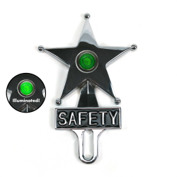 Hot Rod Jewel Safety Star Chromed License Plate Topper Green LED Illumination - Part Number: VPALPT007GN