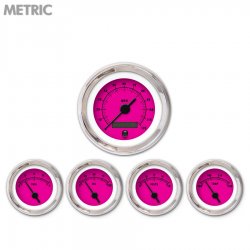 5 Ga. Set Metric Rider Pink, Black Vintage Nedl, Chrome Trm Rings~Style Kit DIY - Part Number: GAR259ZMXQABAC