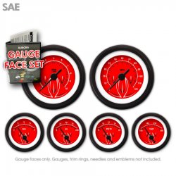 Gauge Face Set - SAE Pinstripe II Red - Part Number: GARFE117