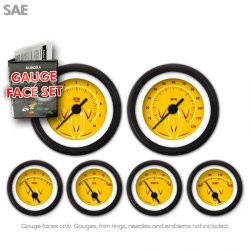 Gauge Face Set - SAE Pinstripe II Yellow - Part Number: GARFE120