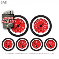 Gauge Face Set - SAE Pinstripe Red - Part Number: GARFE023