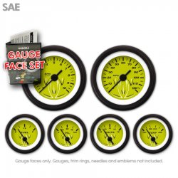 Gauge Face Set - SAE Pinstripe Green - Part Number: GARFE024