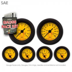 Gauge Face Set - SAE Pinstripe Yellow - Part Number: GARFE025