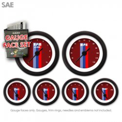 Gauge Face Set - SAE Vintage Autobahn Red - Part Number: GARFE067
