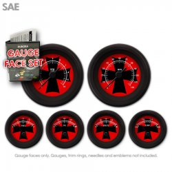 Gauge Face Set - SAE Iron Cross Red - Part Number: GARFE075