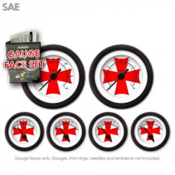 Gauge Face Set - SAE Iron Cross White Red Cross - Part Number: GARFE081
