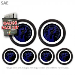 Gauge Face Set - SAE Ghost Flame Black Blue Flame - Part Number: GARFE083