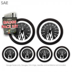 Gauge Face Set - SAE Carbon Fiber White Flame - Part Number: GARFE095