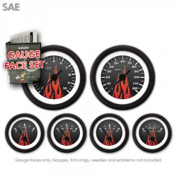 Gauge Face Set - SAE Carbon Fiber Red Flame - Part Number: GARFE096