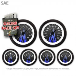 Gauge Face Set - SAE Carbon Fiber Blue Flame - Part Number: GARFE097