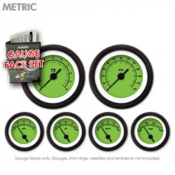 Gauge Face Set - Metric Rider Green - Part Number: GARFM058