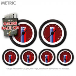 Gauge Face Set - Metric Vintage Autobahn Red - Part Number: GARFM067