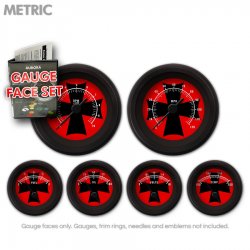 Gauge Face Set - Metric Iron Cross Red - Part Number: GARFM075