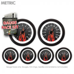 Gauge Face Set - Metric Carbon Fiber Red Flame - Part Number: GARFM096