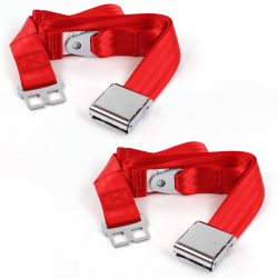 Chevy Chevelle 1968 - 1972 Airplane 2pt Red Lap Bucket Seat Belt Kit - 2 Belts - Part Number: STBCD954