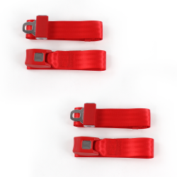 Chevy Chevelle 1968 - 1972 Standard 2pt Red Lap Bucket Seat Belt Kit - 2 Belts - Part Number: STBA2B999