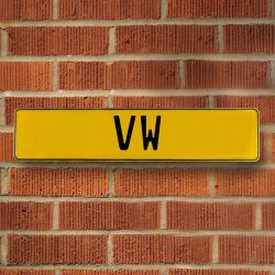 VW - Yellow Aluminum Street Sign Mancave Euro Plate Name Door Sign Wall - Part Number: VPAY36BAE