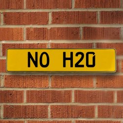 NO H20 - Yellow Aluminum Street Sign Mancave Euro Plate Name Door Sign Wall - Part Number: VPAY36BB1