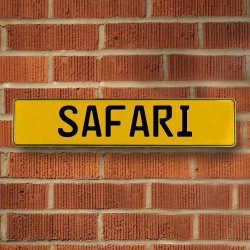 SAFARI - Yellow Aluminum Street Sign Mancave Euro Plate Name Door Sign Wall - Part Number: VPAY36BDF