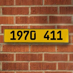 1970 411 - Yellow Aluminum Street Sign Mancave Euro Plate Name Door Sign Wall - Part Number: VPAY36C5E