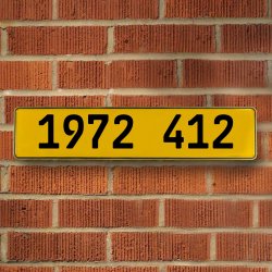 1972 412 - Yellow Aluminum Street Sign Mancave Euro Plate Name Door Sign Wall - Part Number: VPAY36C61