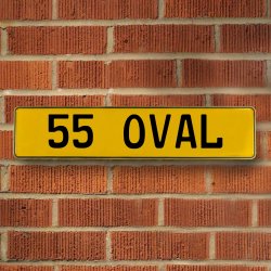 55 OVAL - Yellow Aluminum Street Sign Mancave Euro Plate Name Door Sign Wall - Part Number: VPAY36CE4
