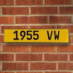 1955 VW - Yellow Aluminum Street Sign Mancave Euro Plate Name Door Sign Wall - Part Number: VPAY36D1F