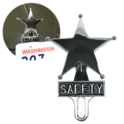 Safety Star Chromed License Plate Topper - Part Number: VPALPT007