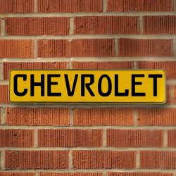 CHEVROLET - Yellow Aluminum Street Sign Mancave Euro Plate Name Door Sign Wall - Part Number: VPAY3711B
