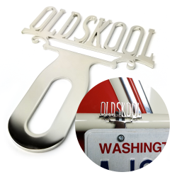 Classic Old Skool License Plate Topper in Cast Alloy with Polished Chrome Finish - Part Number: VPALPT025