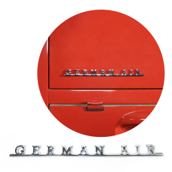 VW German Air Script Emblem Badge for Volkswagen Bug Beetle Bus Ghia Thing T3 T4 - Part Number: VPAE31