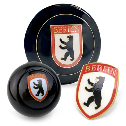 Berlin 3Pcs Kit - Horn Button, Hood Crest & 7mm Shift Knob Bus Beetle Ghia - Part Number: LABKT3B2C2