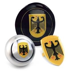 Deutschland 3Pcs Kit - Horn Button, Hood Crest, & Aluminum 7mm Shift Knob - Part Number: LABKT3F2C3