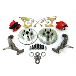 1958-1964 Chevy Full Size Big Brake Conversion 5x4.75 with Red Calipers - Part Number: HEX7AC03