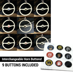 Small Horn Button 9 Pc Set for VW Steering Wheel Keychain - 4mm Aircooled
 - Part Number: LABKCHBSP1