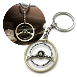 1948-58 Petri 2 Spoke Beige Banjo Steering Wheel Keychain - Gold Wolfsburg - Part Number: LABKCED669
